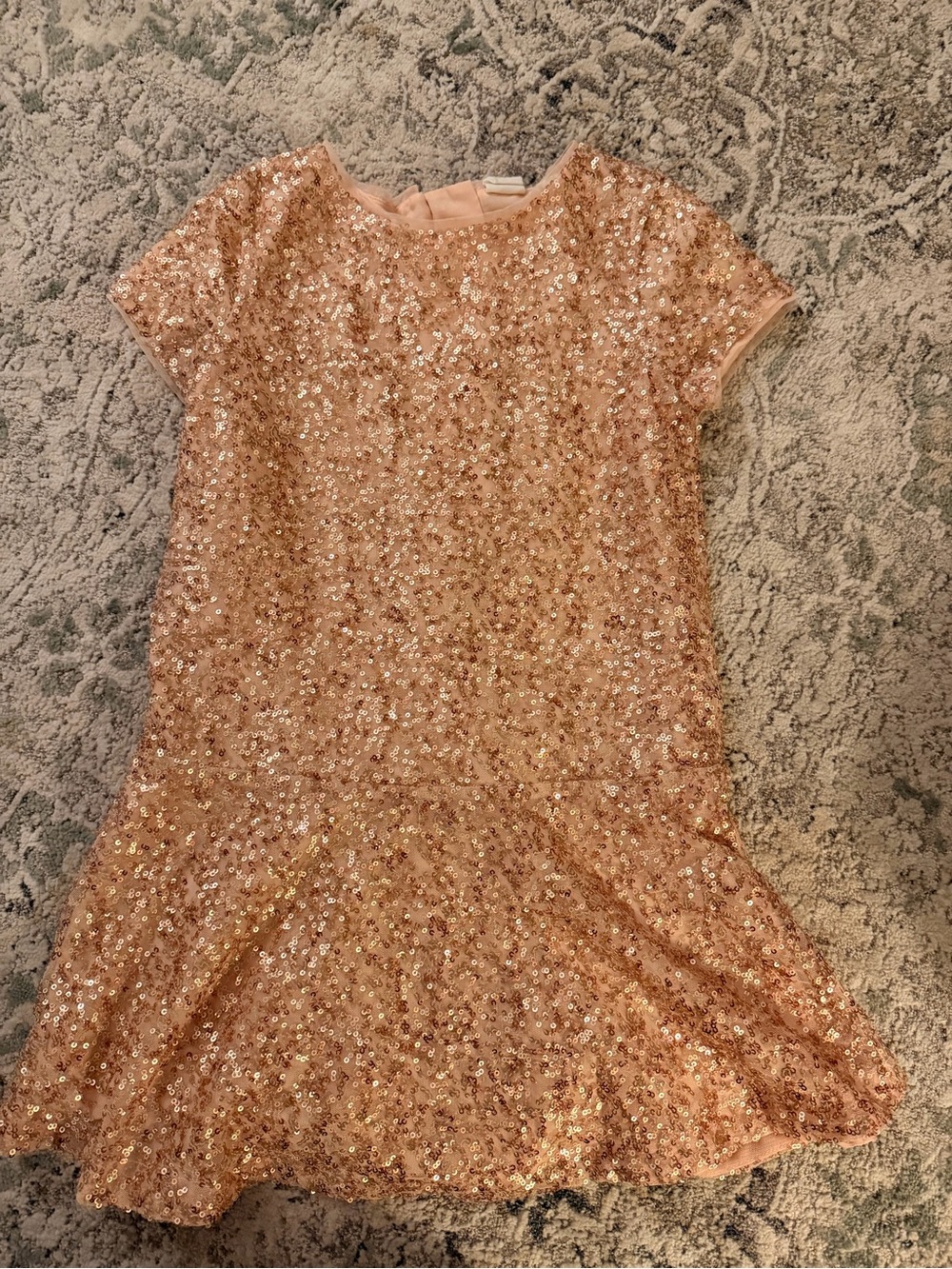 Girls Rose Gold Sequin Holiday Dress
